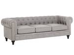 3-Sitzer Sofa CHESTERFIELD Grau - Hellgrau - Eiche Dunkel - 202 x 70 x 75 cm