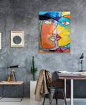 Acrylbild handgemalt Face to Face Massivholz - Textil - 75 x 100 x 4 cm