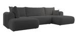 Ovo U-Form-Ecksofa, Schlaffunktion Dunkelgrau - Ecke davorstehend links - Longchair davorstehend rechts - Ottomane davorstehend links