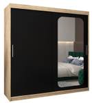 SCHWEBETÜRENSCHRANK PROMO T2 Schwarz - Eiche Sonoma Dekor - Breite: 200 cm - 2 Türen