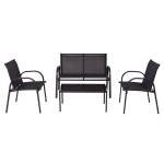 Lounge Set ARONA 4-teilig Schwarz - Glas - Metall - Kunststoff - 80 x 37 x 45 cm