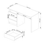 Bureau d'ordinateur CLP 135 cm Imitation wengé - Blanc