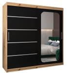 Armoire à portes coulissantes promo v2 Noir - Imitation chêne - Largeur : 200 cm - 2 porte