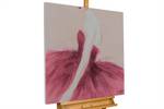 Tableau peint à la main Passionate Dance Rose foncé - Bois massif - Textile - 80 x 80 x 4 cm