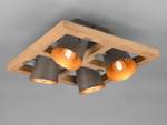 LED Deckenspots Holz, Silber 4-flammig Braun - Gold - Grau - Metall - Massivholz - 39 x 20 x 39 cm