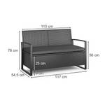 Kissenbox-Bank Grau - Rattan - 117 x 76 x 58 cm