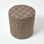 Designer Hocker Ottoman Pouf rund Schwarz - Textil - 40 x 42 x 40 cm