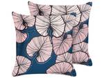 Kissen 2er Set CHRYSANTHEMUM Blau - Pink - Textil - 45 x 10 x 45 cm