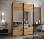 Armoire Lux 4 Noir - Imitation chêne - Largeur : 180 cm