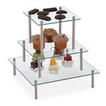 Stapelbarer Tortenständer im 3er Set Silber - Glas - Metall - 33 x 16 x 33 cm