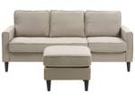 Sofa mit Ottomane AVESTA 2-tlg Beige - Schwarz