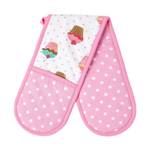 Ofenhandschuh doppelt Cupcakes Pink - Textil - 18 x 1 x 84 cm