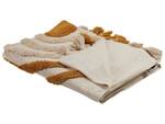 Kuscheldecke MATHURA Beige - Orange - Naturfaser - 130 x 1 x 180 cm