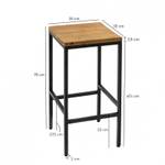 Tabouret de bar H70cm pin recyclé métal Marron - En partie en bois massif - 33 x 70 x 33 cm