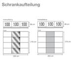 Schwebetürenschrank Four You XVII Polarweiß/Glas Schwarz