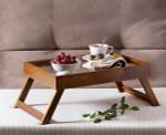 Tisch/Tablett aus Holz 48x35x6cm Braun - Holz teilmassiv - 35 x 6 x 48 cm