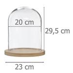 23 脴 Holzbasis cm, mit Deko-Glaskuppel,