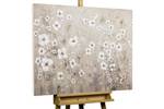 Tableau peint Champ des souhaits Blanc - Bois massif - Textile - 100 x 75 x 4 cm