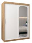 Armoire à portes coulissantes promo t2 Imitation chêne - Blanc - Largeur : 150 cm - 2 porte