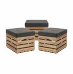 Sitzhocker mit Stauraum FLAME  3er Set Dunkelgrau