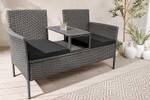 Gartenbank PORTOFINO Grau - Metall - Kunststoff - Polyrattan - Textil - 138 x 86 x 58 cm