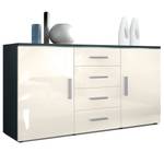 Sideboard Faro Schwarz - Hochglanz Cremeweiß - Breite: 139 cm