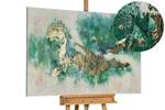 Tableau peint à la main Consciousness Turquoise - Bois massif - Textile - 120 x 80 x 4 cm
