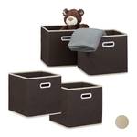 Boîte de rangement pliable lot de 4 Blanc crème - Marron foncé