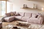 Sofa MADELINE Wohnlandschaft Cord Pink - Armlehne davorstehend links - Longchair davorstehend rechts