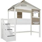 Lit de maison mi-hauteur The Hideout Blanc - Bois manufacturé - 132 x 229 x 257 cm