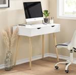 Bureau FWT40-WN Blanc - En partie en bois massif - 90 x 77 x 45 cm