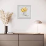 Acrylbild handgemalt Sonnige Blüten Grau - Gelb - Massivholz - Textil - 40 x 40 x 4 cm