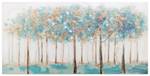 Tableau peint Forest of the Fairies Beige - Turquoise - Bois massif - Textile - 120 x 60 x 4 cm