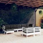 9-tlg. Garten-Lounge-Set mit Kissen Weiß Weiß