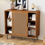 Sideboard RattanWalnut Ⅲ Braun - Holzwerkstoff - Metall - 100 x 90 x 37 cm