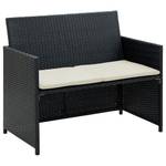 vidaXL 2-Sitzer-Gartensofa mit Polstern Schwarz - Polyrattan - 100 x 85 x 100 cm