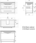 Badmöbel Dunit 700 2-teilig mit LED Weiß - Holzwerkstoff - 36 x 51 x 70 cm