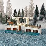 Weihnachtsdorf-Miniatur Brücke Weiß - Polyrattan - 11 x 14 x 30 cm