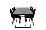 Essgruppe Estelle 70 (7-teilig) Schwarz - Grau - Massivholz - 90 x 76 x 200 cm