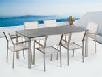 Set de salle à manger GROSSETO Aluminium - Gris - Blanc - 180 x 87 x 90 cm - Lot de 6 - Pierre - Brossé - Non revêtu - Nombre de pièces dans le lot : 7