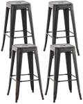 Tabouret de bar Joshua Lot de 4 Noir brillant