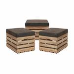 Sitzhocker mit Stauraum FLAME  3er Set Braun