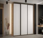 ARMOIRE À PORTES COULISSANTES DAVOS 1 Imitation chêne - Blanc - Largeur : 180 cm