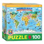 Puzzle Weltkarte illustriert Papier - 20 x 6 x 20 cm