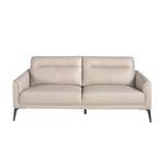 3-Sitzer-Sofa aus grauem Leder und Stahl Grau - Echtleder - Textil - 192 x 87 x 88 cm