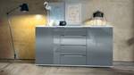 Linio V1 Sideboard Hochglanz Grau - Weiß