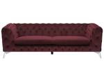 3-Sitzer Sofa SOTRA Burgunderrot - Rot - Silber