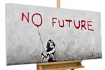 Tableau peint Banksy's No Future Rouge - Bois massif - Textile - 120 x 60 x 4 cm