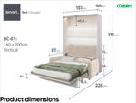 Schrankbett  Bed Concept BC-01 + Sofa Beige - Hochglanz Weiß