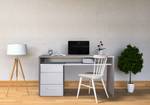 Schreibtisch mit Kommode mit drei Grau - Holzwerkstoff - 110 x 77 x 60 cm